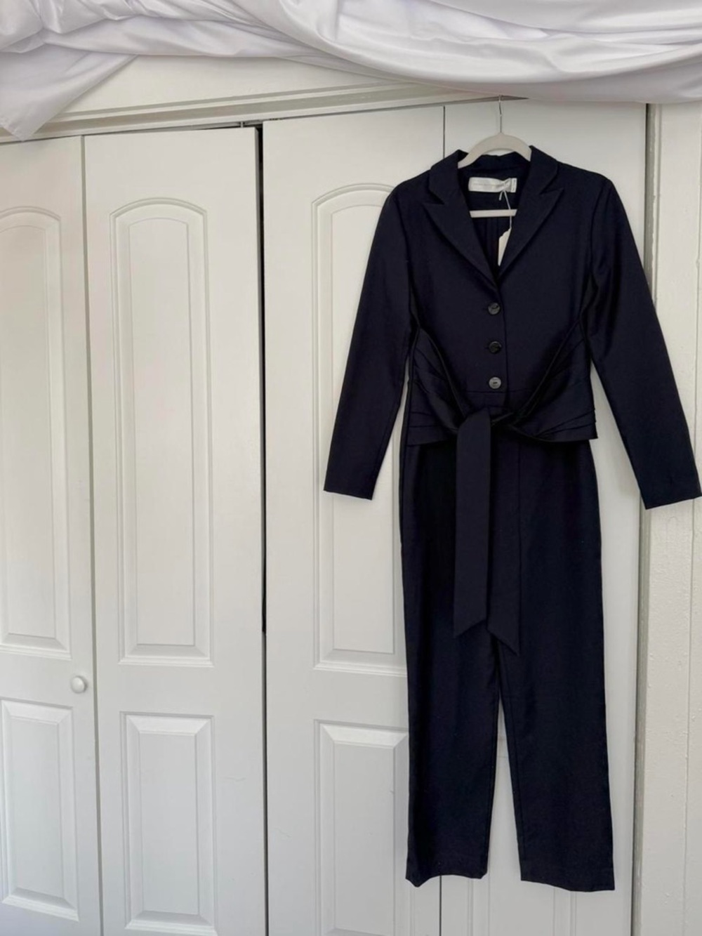 VICTORIA BECKHAM NAVY WOOL JUMPSUIT